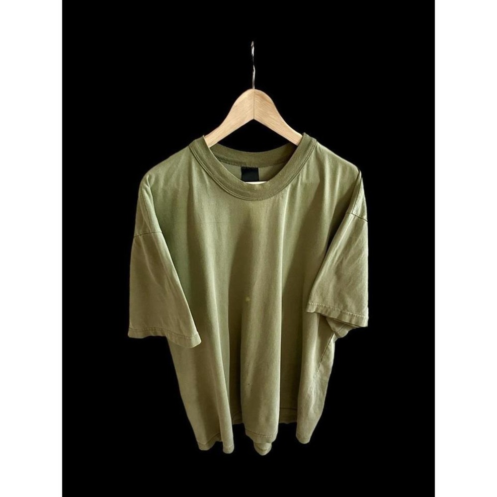 Vintage 90's Military Ringer T Shirt Olive Green Men's XL No Size Tag Distressed